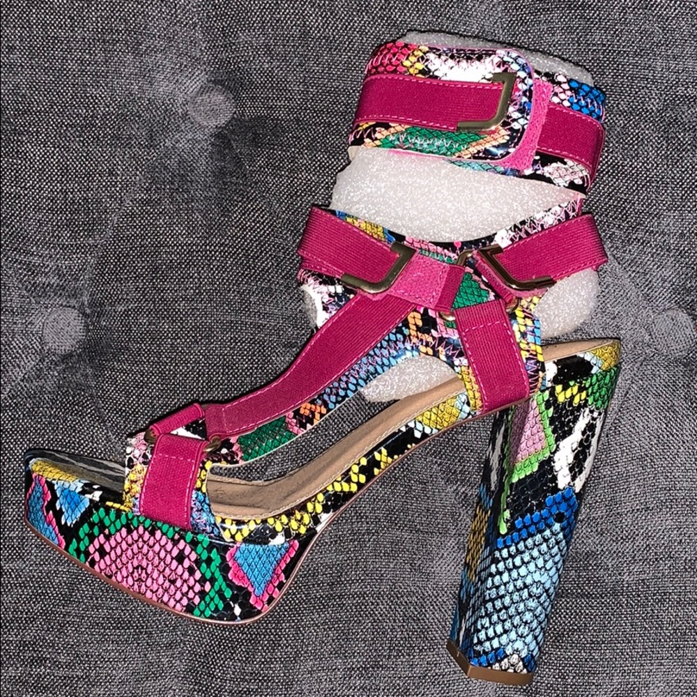 Multi color heels.